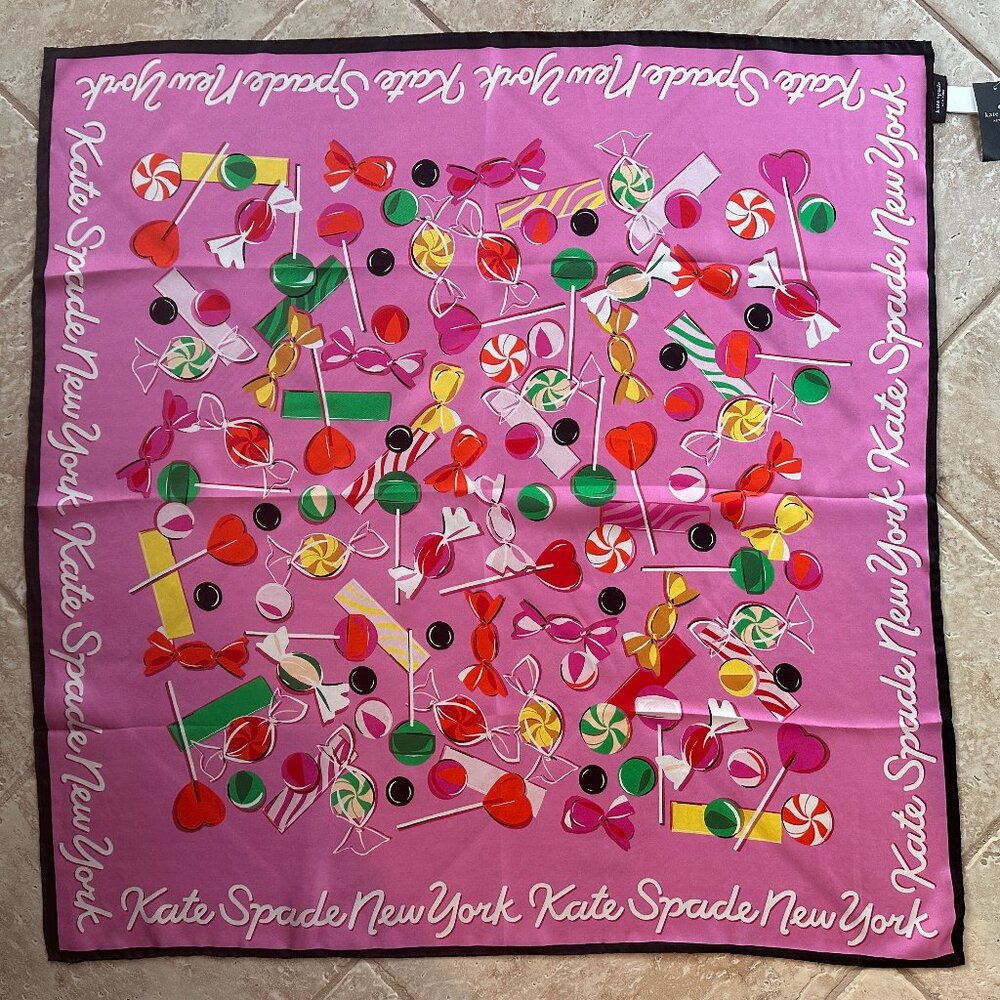 KATE SPADE CANDY SHOP SILK SQUARE SCARF:NWT CANDY